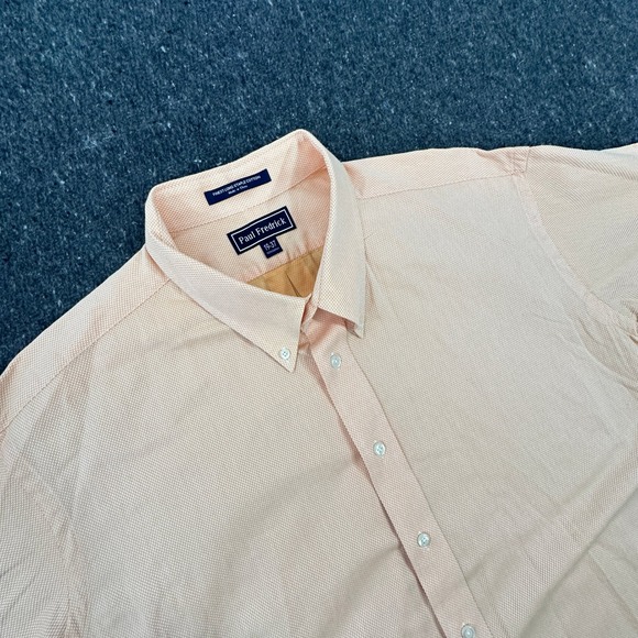 Paul Fredrick Other - Paul Fredrick Dress Shirt Mens 19-37 Peach Pinpoint Oxford Button Down Cotton